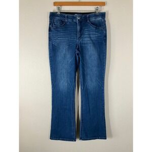 DEMOCRACY Itty Bitty Bootcut Jeans 12 Ab solution Slimming Stretch Festival Blue